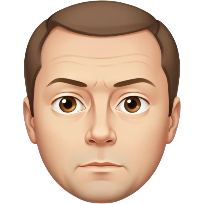 Dmitry Medvedev, round face, bold and simplified iconic facial traits, serious expression, high clarity and polish emoji