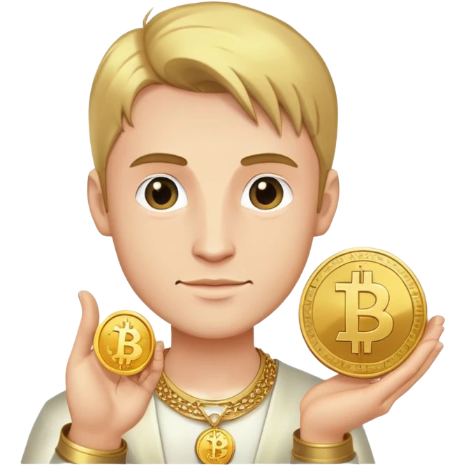 Artur the Prince holding a YUSRA cryptocurrency coin emoji