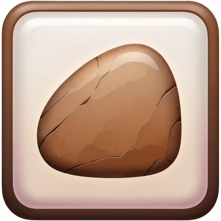 a Tiny compressed Stylized brown stone-rock-pebble symbol inside a pastel gradient white square icon, brown borders emoji