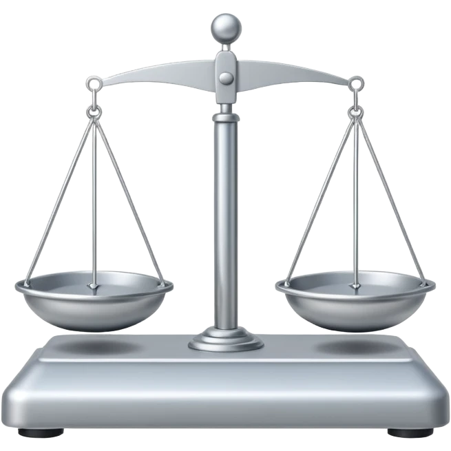 A minimal schematic drawing of a balance scale.  emoji