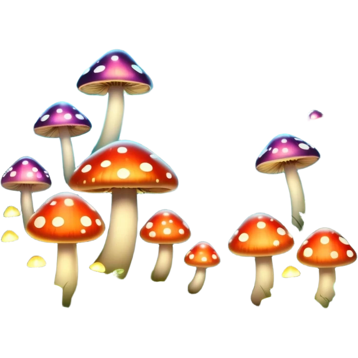 magical forest with glowing mushrooms and fireflies emoji
