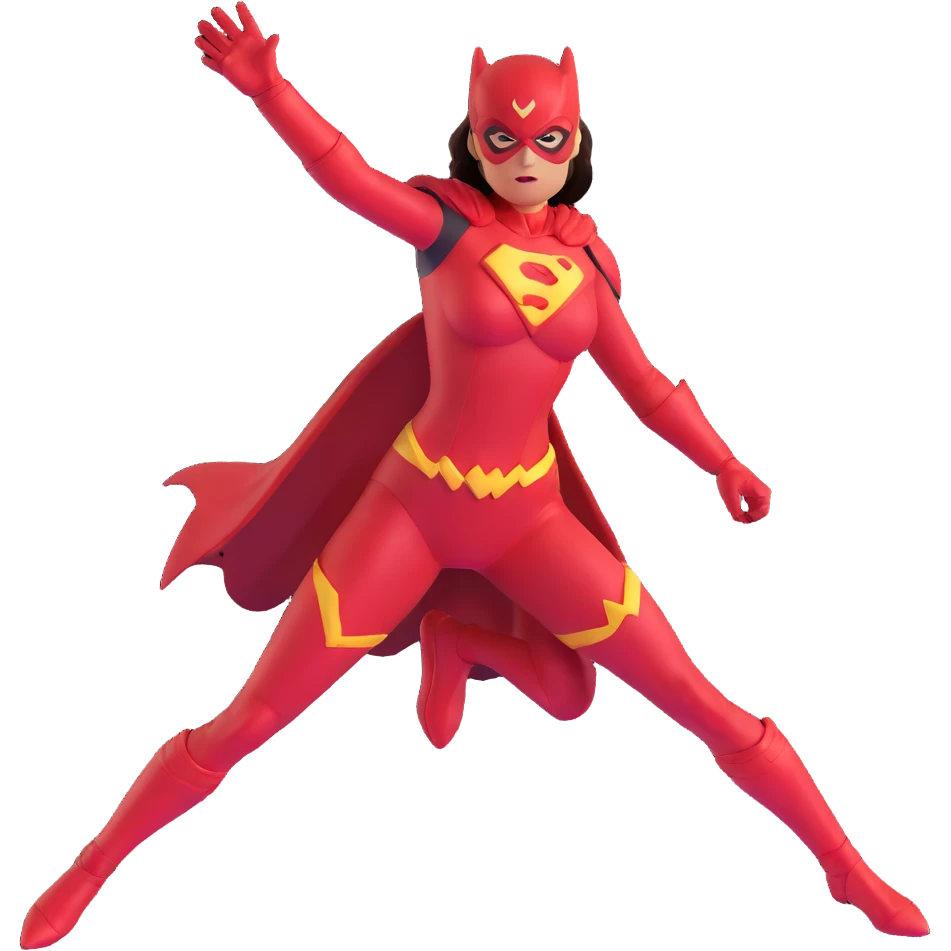 female superhero with red energy powers and red costume emoji