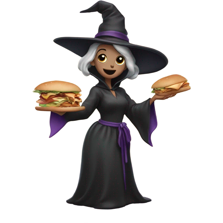 A witch eating a sandwich  emoji