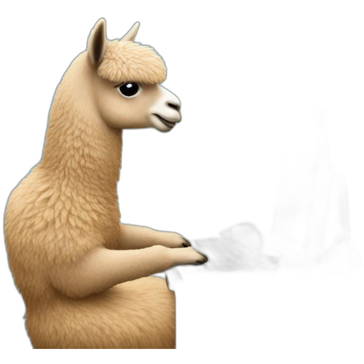 alpaca typing at the computer emoji
