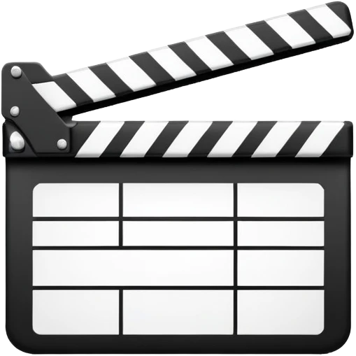 ultra simplified movie clapper with black and white colors, two simple rectangles with a diagonal line emoji