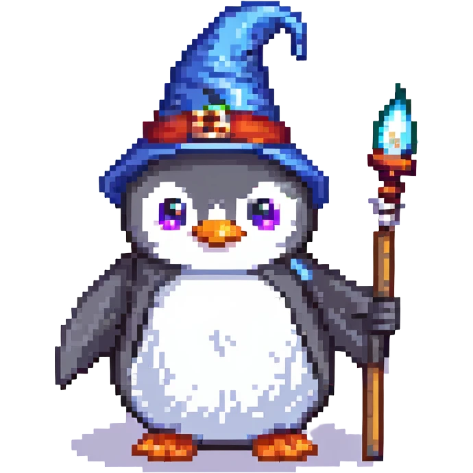A cute penguin wizard emoji