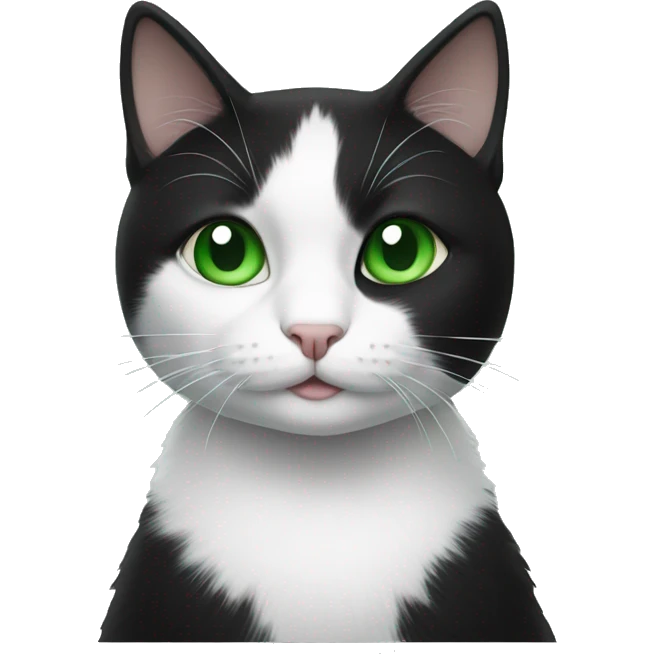 black and white cat with green eyes emoji