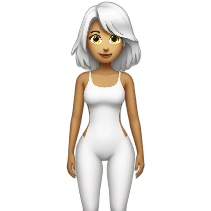 chica en bragas blancas vista desde ambos lados emoji