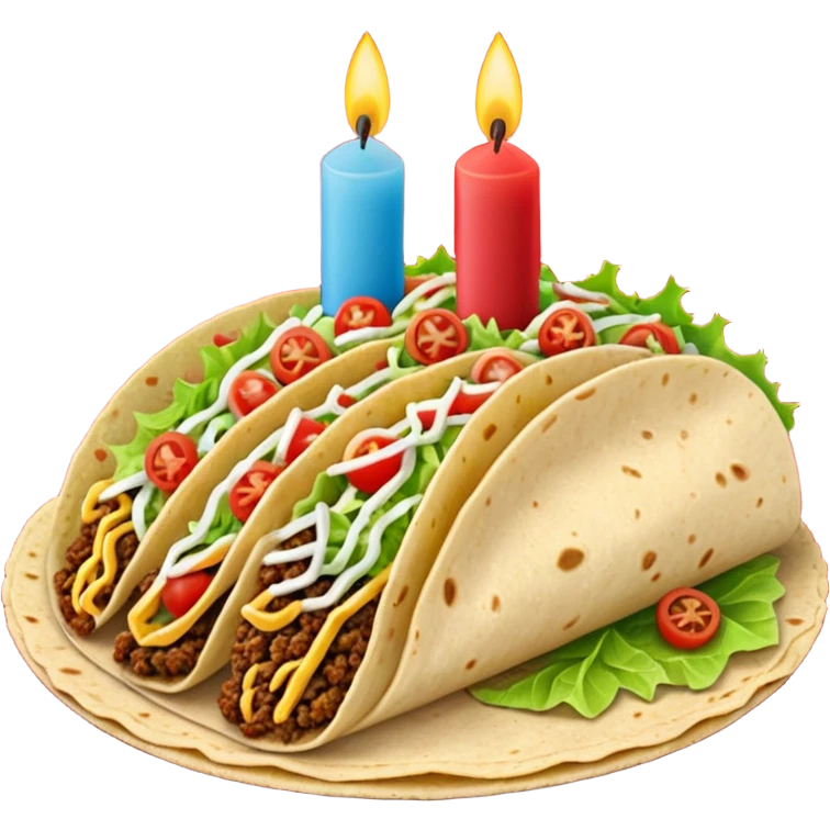 Taco with 2 birthday candles emoji
