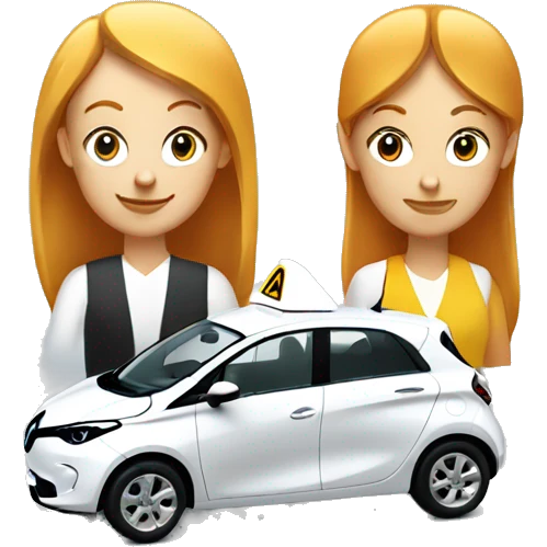 A white Renault Zoe with a ginger girl taxi service  emoji