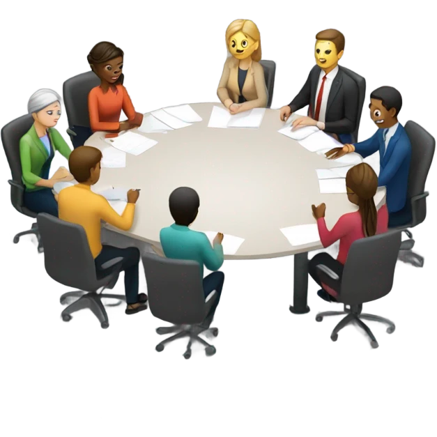 men and women work meeting at a table emoji