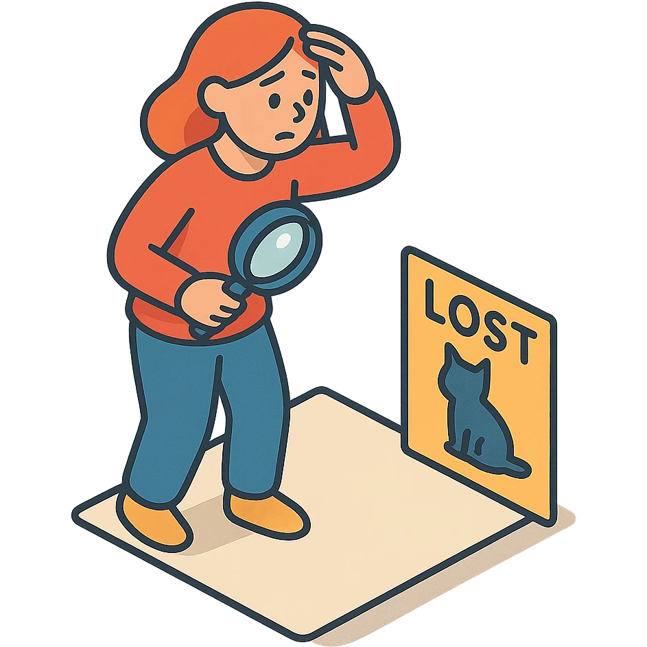 женщина ищет кошку которая пропала emoji