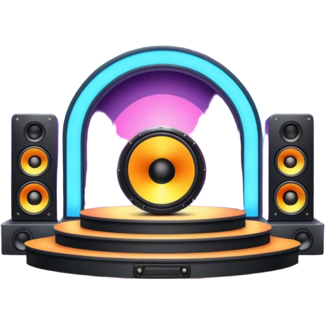 concert stage with colorful lights and speakers emoji