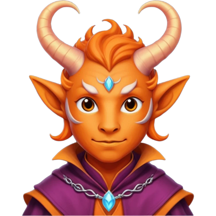wizard thiefling with orange skin emoji