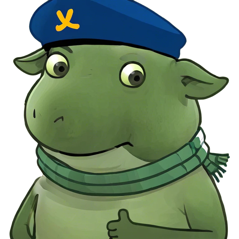 Pig with arms crossed around neck scared emoji