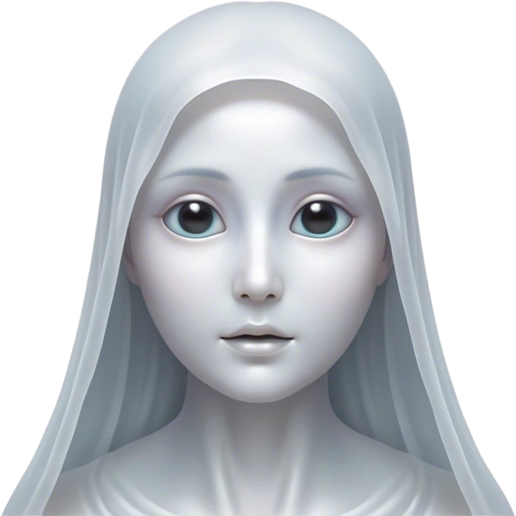 Cinematic Noble Ghost Portrait Emoji, Ethereal and dignified, with a flowing, translucent form in silvery-white hues, wispy and majestic, and a calm, otherworldly expression with deep, thoughtful eyes, simplified yet sophisticated features, highly detailed, glowing with a soft, spectral radiance, high shine, exuding regal mystery and quiet authority, with a soft glowing outline that captures the essence of a ghostly guardian drifting from another realm! emoji