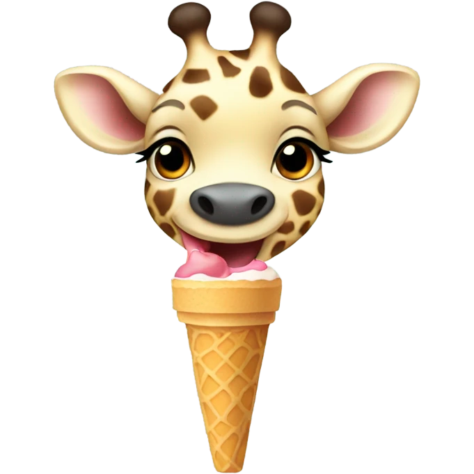 A baby giraffe eating an ice cream  emoji