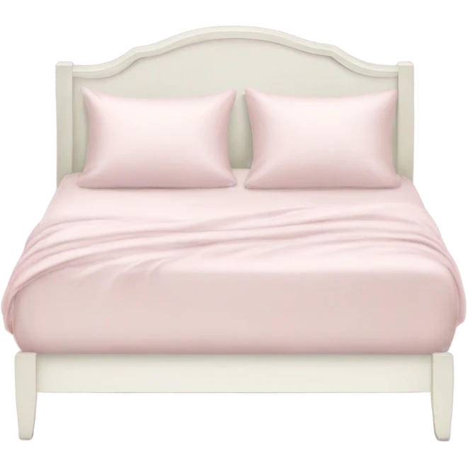 light pink silk bed with white headboard emoji