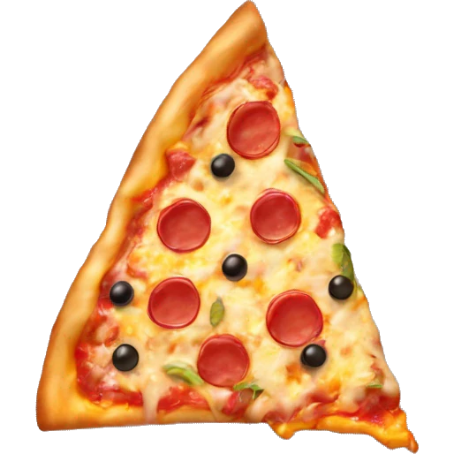 an upside-down pizza slice with female eyes with yellow hands. emotion happy emoji