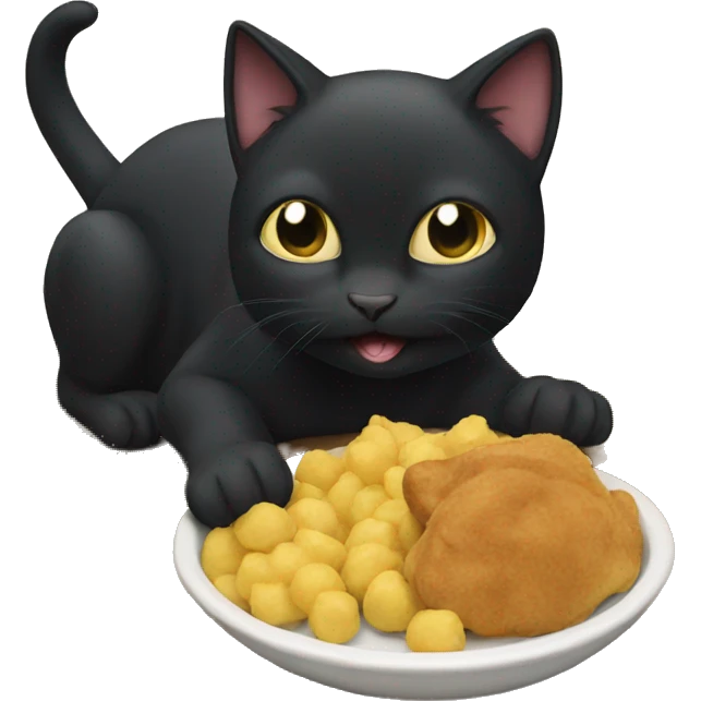 Black cat eating emoji
