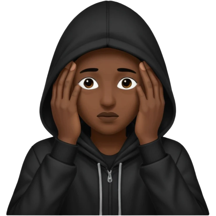 🥷🏽: inspire toi de cet emoji faisant en sorte qu’il est les mains sur ses yeux et garde sa cagoule noir avec uniquement ses yeux apparent emoji