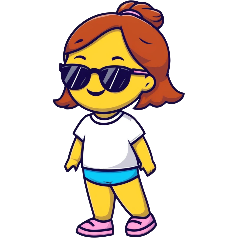 girl with a big cute smile and sunglasses emoji