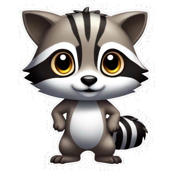 Colorful Shiny Kawaii Cute Raccoon-Tiger-Fakémon-Pokémon full body emoji