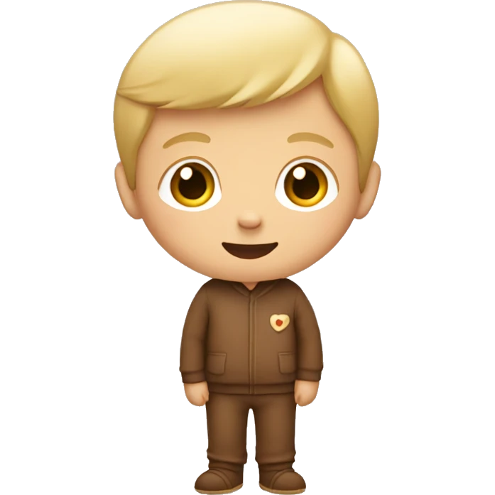 A little white boy with blond hair, in brown pajamas with a teddy bear in his hands emoji