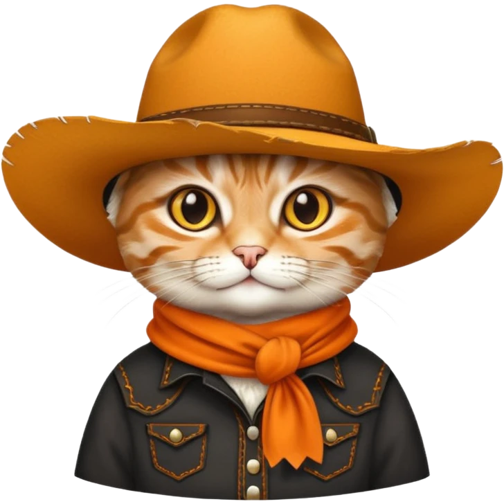 tabby cat with a wide-brimmed cowboy hat emoji