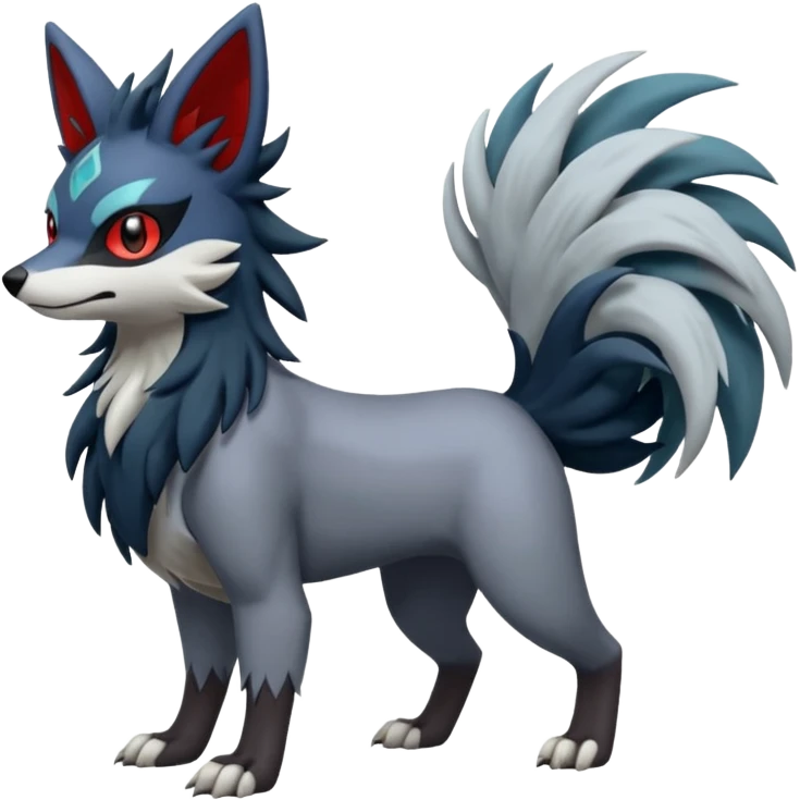 Mightyena-Zorua-Silvally-Fakémon-hybrid-creature (full body)  emoji