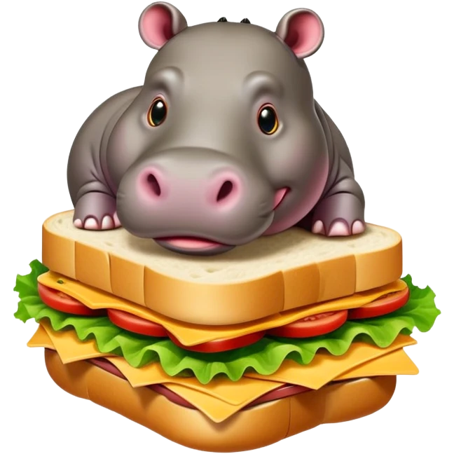 hippo with body of a sandwich emoji