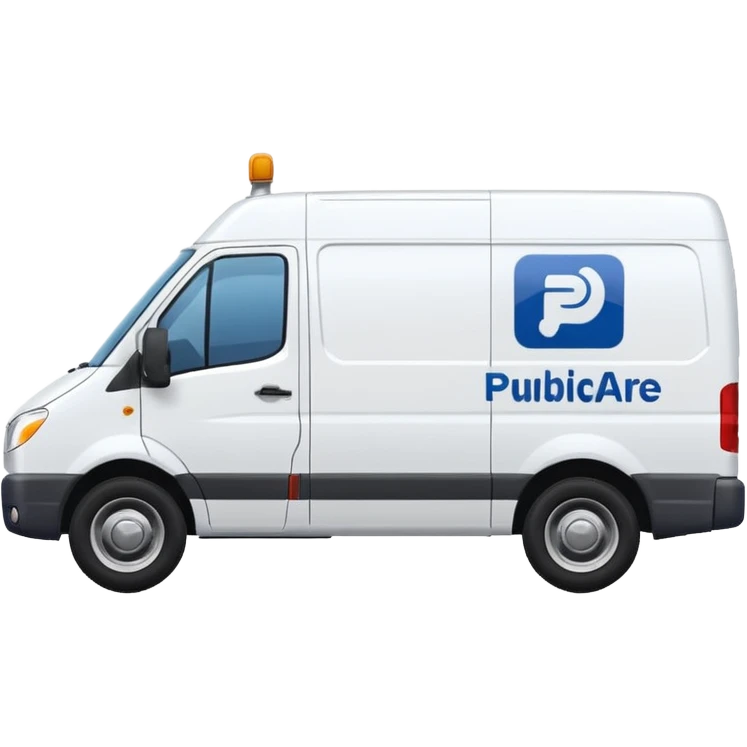 delivery by van, Logo "Publicare" (in dark blue) emoji