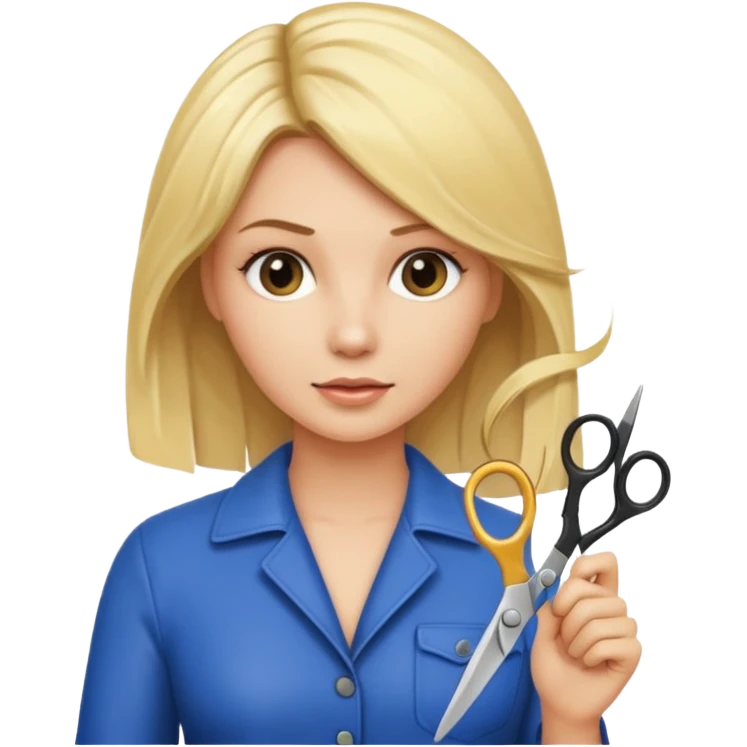 blonde woman holding hair scissors emoji
