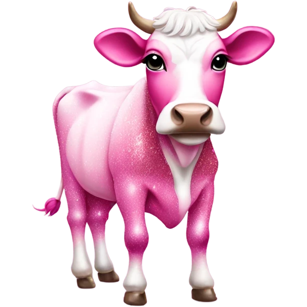 Pink ombre full body cow with glitter  emoji