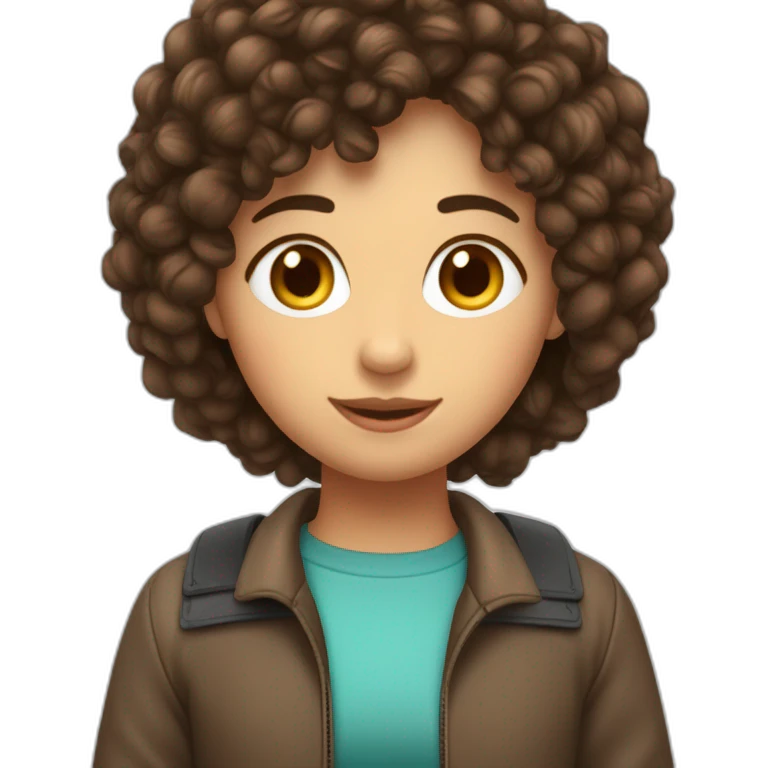 une meuf brune avec les cheveux bouclé emoji