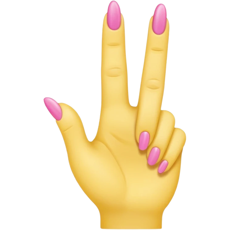 Yellow female emoji hand with pink fingernails making an “L” with index finger and thumb emoji