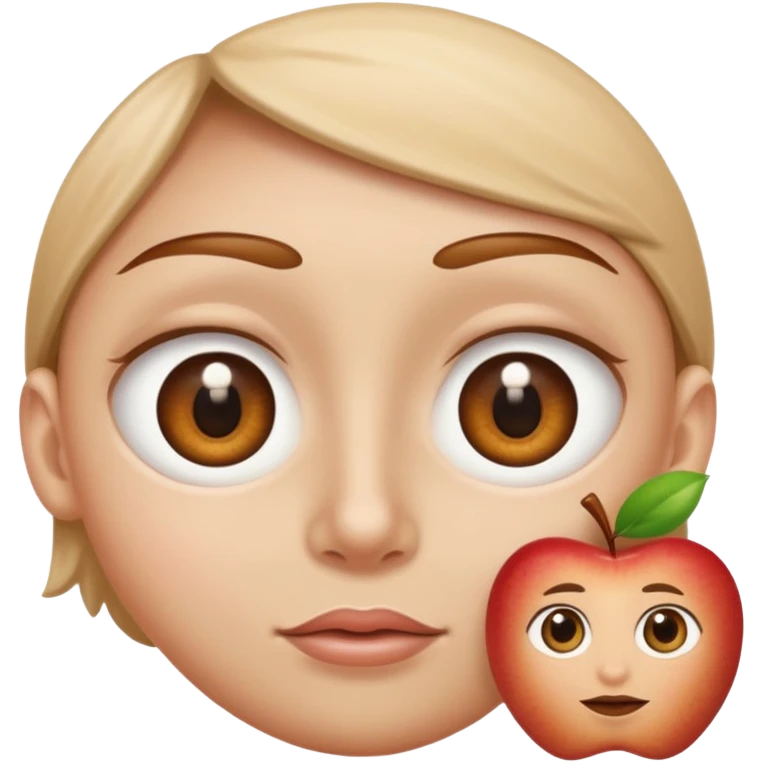 person with one big eye and one small eye, eyes not circular, apple emoji style emoji