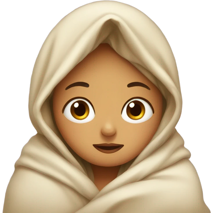 Sleepy girl bundled in blanket emoji