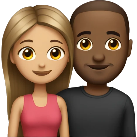 Somali guy with Spanish girlfriend with straight balayage hair hugging  emoji