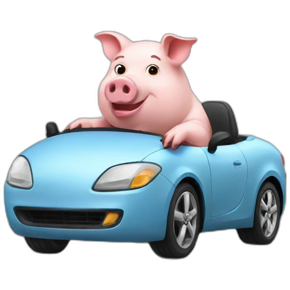 pig driving car emoji