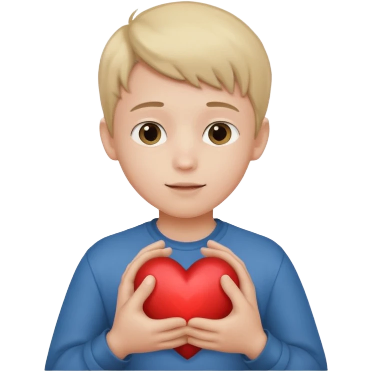 Boy with his heart in his hands signifying that he’s open to sharing his love to others  emoji