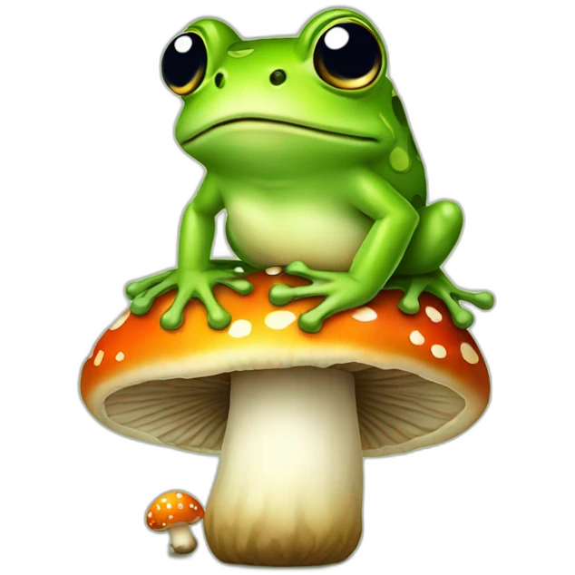 frog sitting on mushroom emoji
