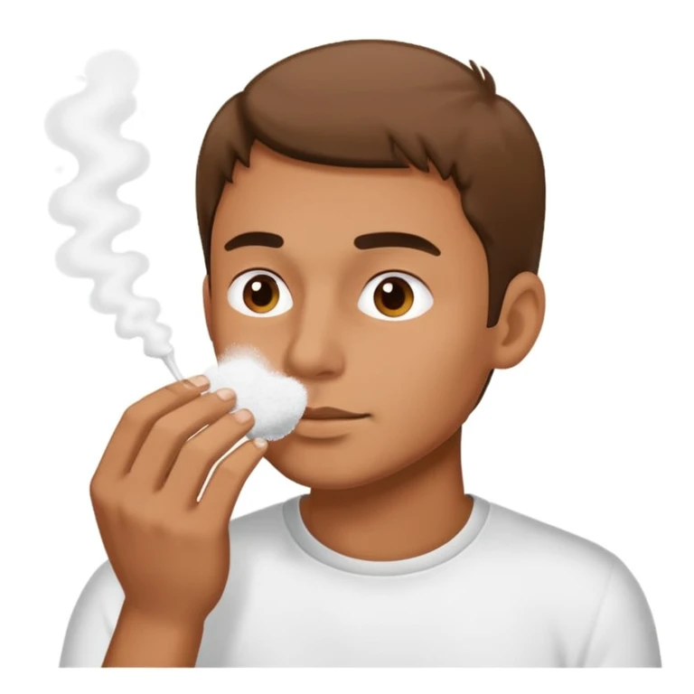 Man sniffing white powder emoji