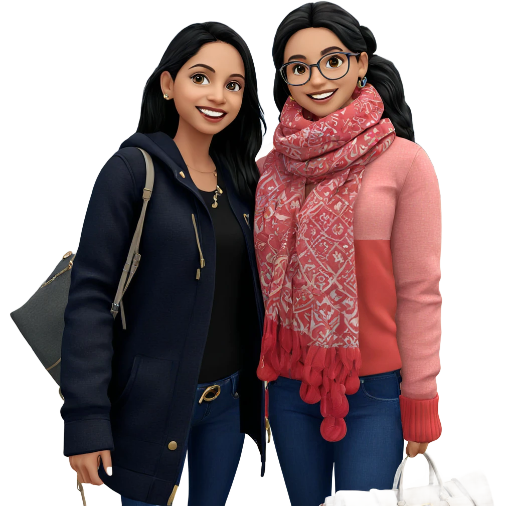 smiling girls with accessories outdoors emoji