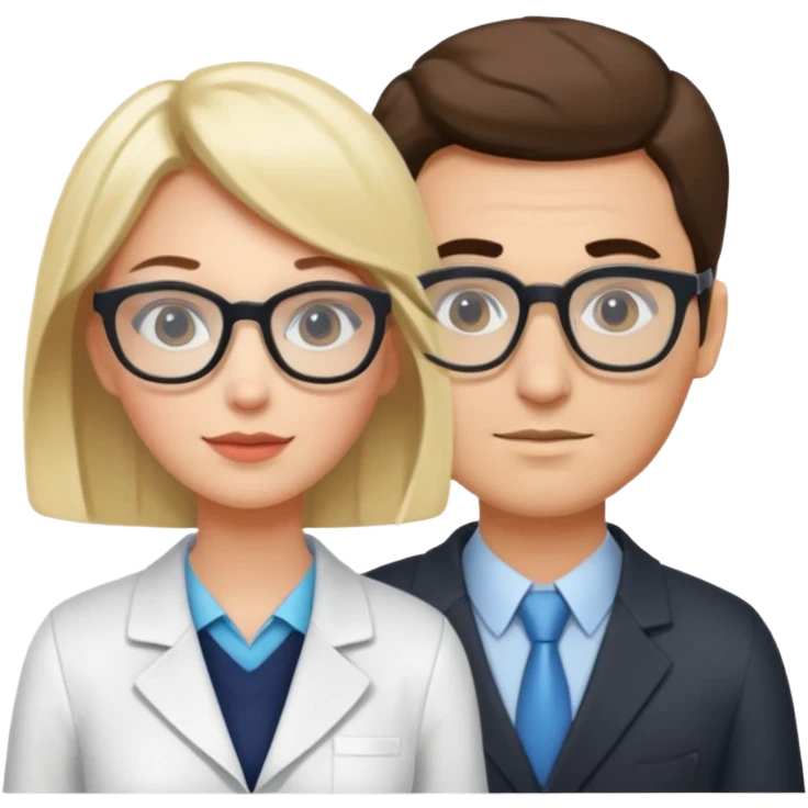 Perfect love. Psychologist girl and a futurologist man emoji