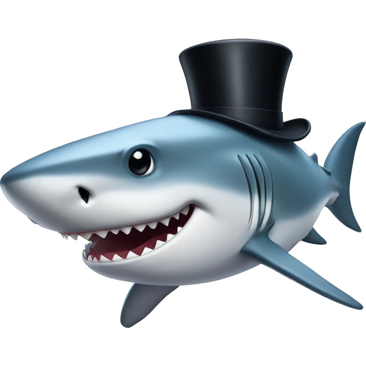 Shark with a top hat emoji