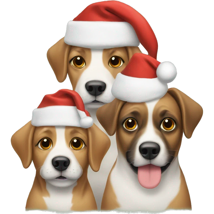 Three dogs with Santa hats emoji