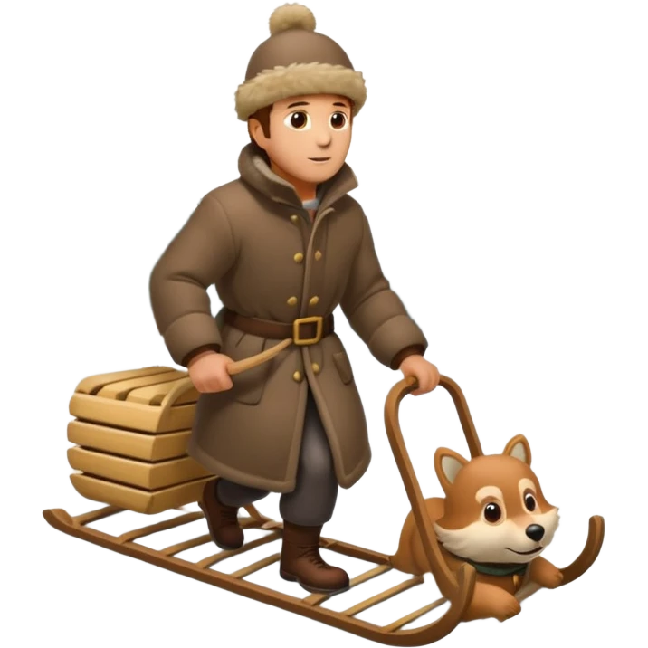 Eland trekt slede in dennenbos  emoji