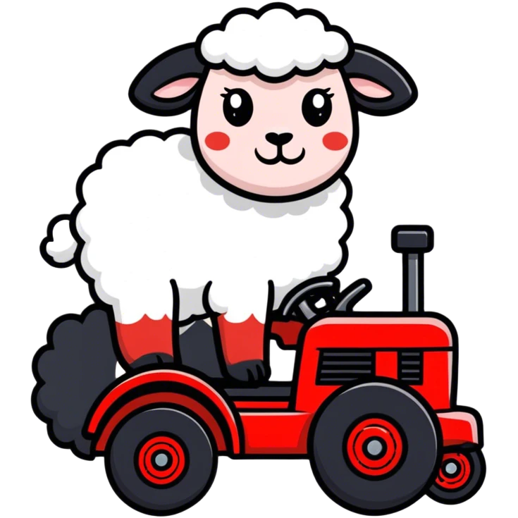 Sheep on a tractor emoji