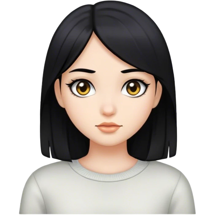 Girl with straight black hair and black eyes emoji